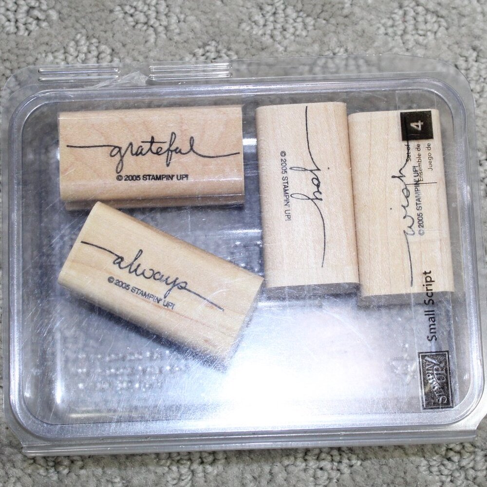 NWOT Stampin' Up Set of 4 Small Script 2005 Stamps - Mounted